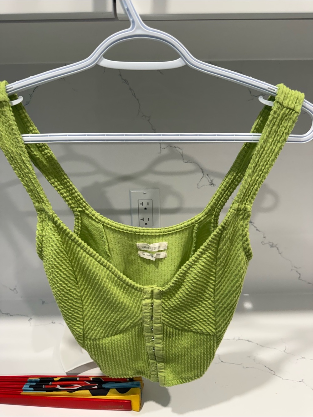 Urban Outfitters Bright Lime Green Cropped Hook Tank - Picture 2 of 4